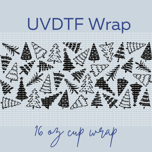 Black Christmas trees - Cup Wrap Transfers