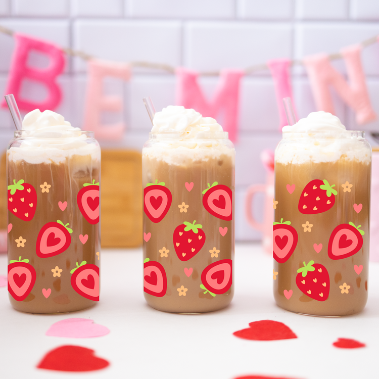 Strawberry Hearts vday 16 oz cup