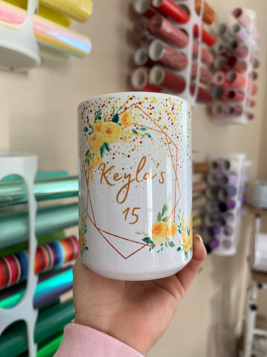 Custom Event Mug Recuerdos - Perfect for Quinceañeras, Comuniones & Bautizos