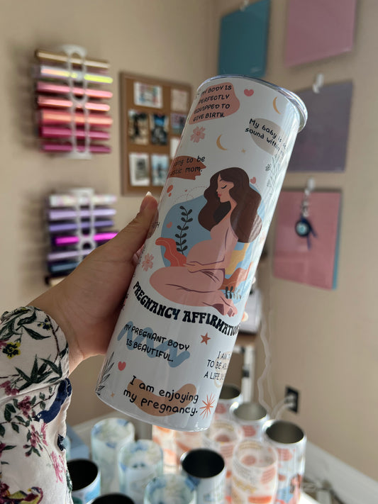 Pregnancy affirmations 20 oz white tumbler