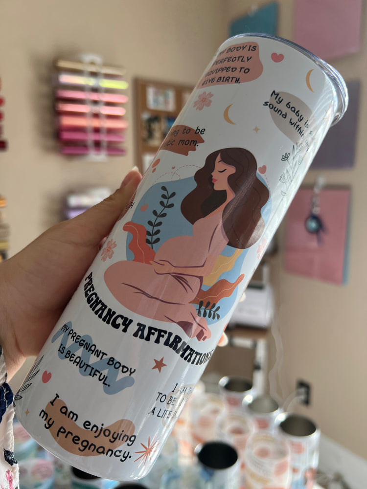 Pregnancy affirmations 20 oz white tumbler