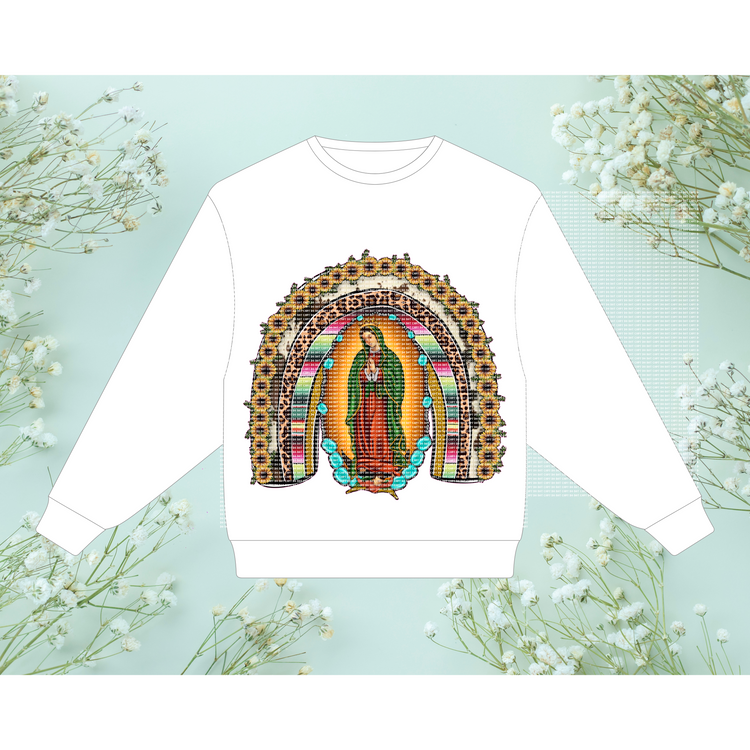 Virgencita Rainbow Sunflowers - HTV Transfer