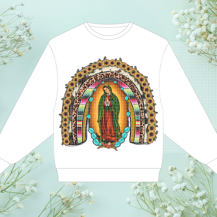 Virgencita Rainbow Sunflowers - HTV Transfer