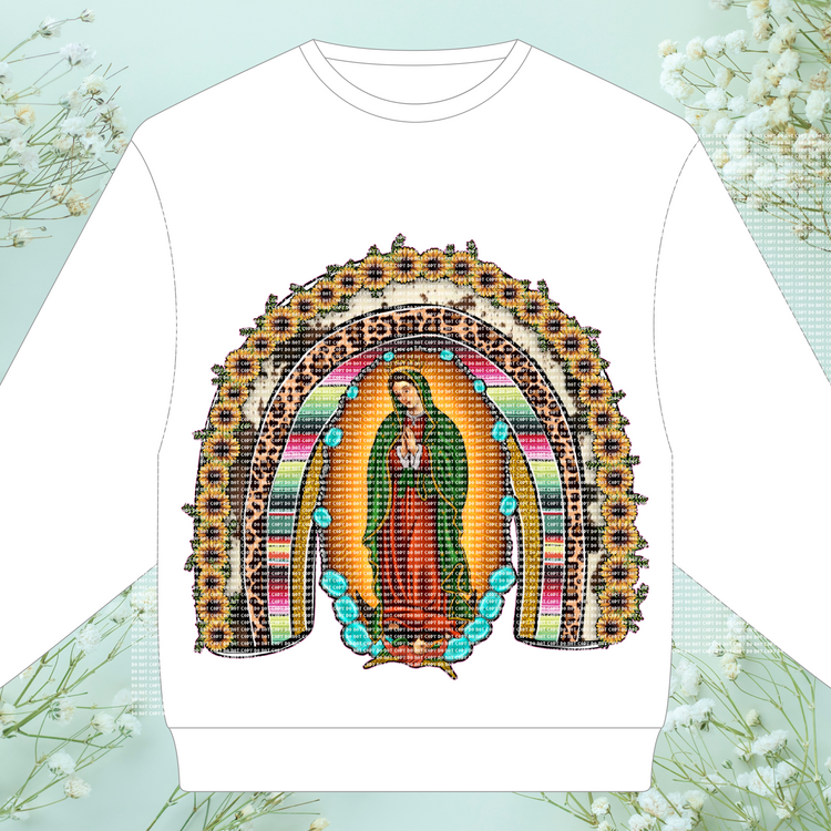 Virgencita Rainbow Sunflowers - HTV Transfer