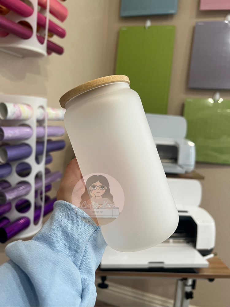 16 oz Sublimation FROSTED Glass Can