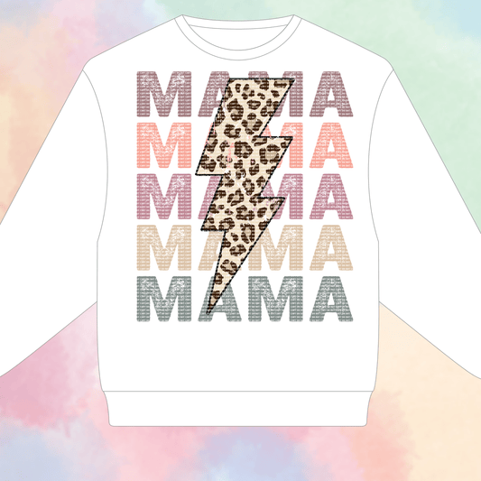 Mama Stacked Leopard Bolt Transfer - MDT