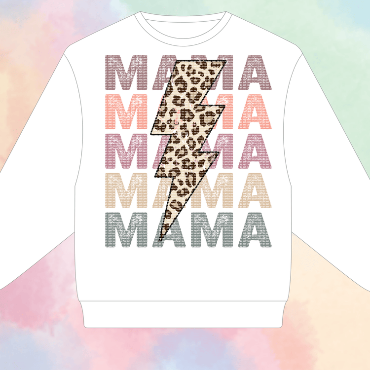 Mama Stacked Leopard Bolt Transfer - MDT
