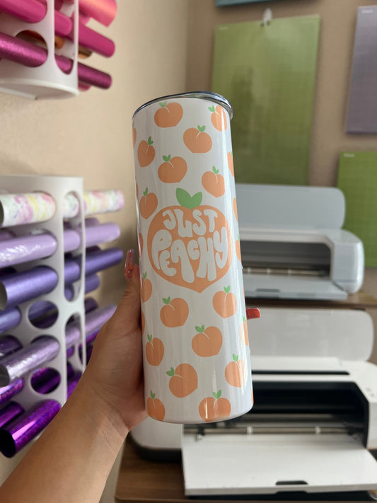 Just Peachy 20 oz straight white Cup