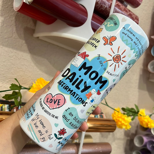mom daily 20 oz white tumbler