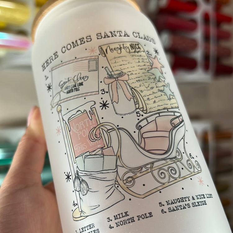 Here comes Santa 16 oz cup