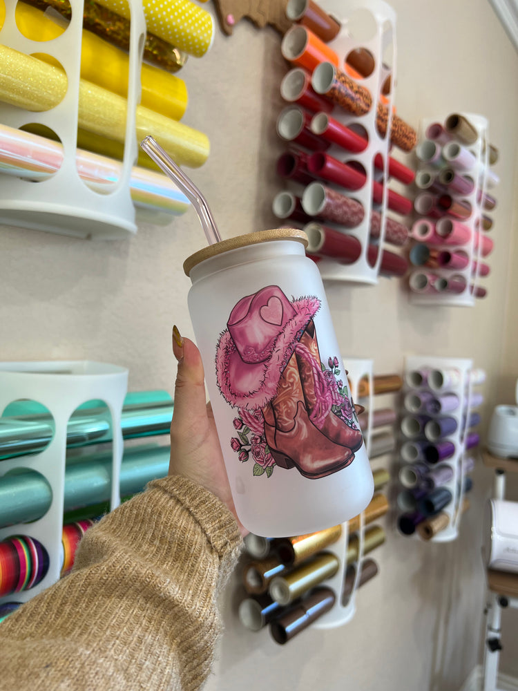 Pink Cow boots 16 oz Cup