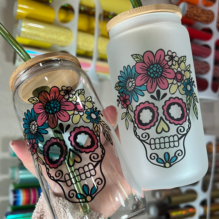 Pink calavera 16 oz cup