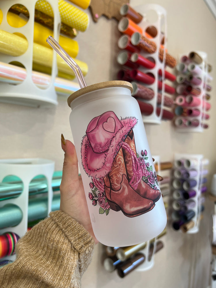 Pink Cow boots 16 oz Cup