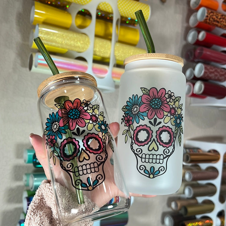 Pink calavera 16 oz cup