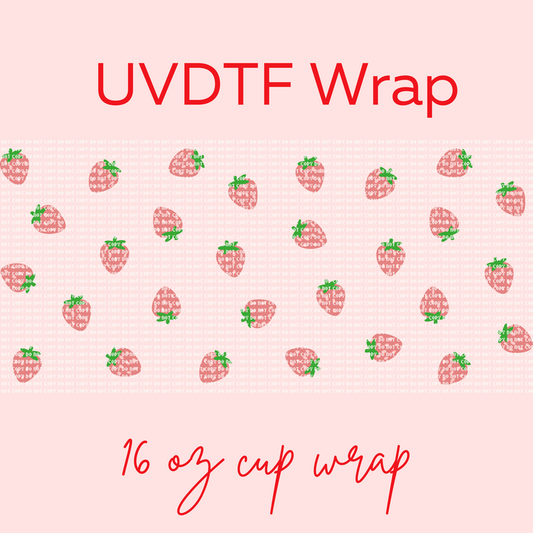 Pink strawberries UVDTF 16 oz wrap