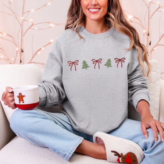 Christmas Trees Embroider Sweater