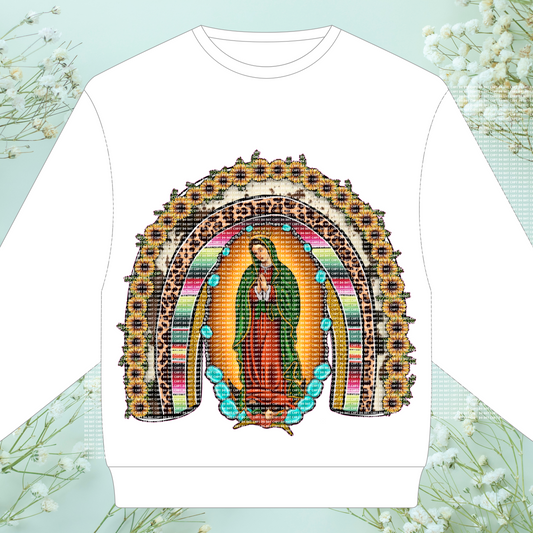 Virgencita Rainbow Sunflowers - HTV Transfer