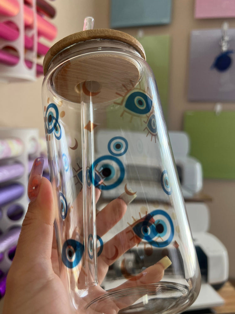 Evil Eye can 16 oz clear Cup