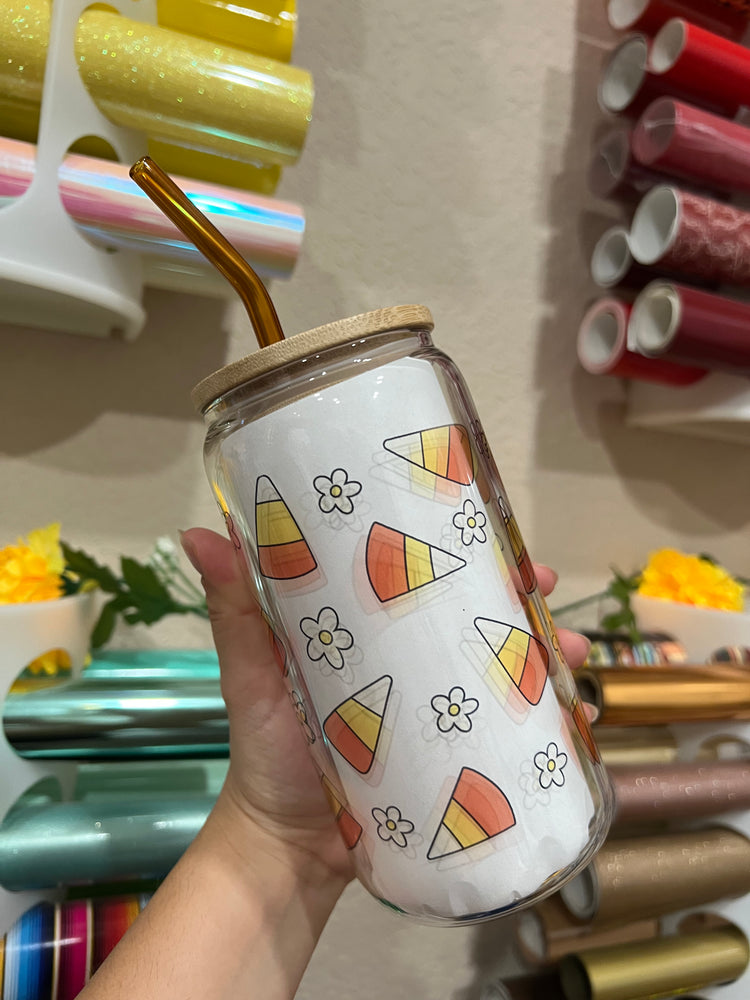 Candy corn flowers 16 oz cup